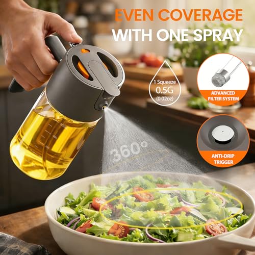 Image of Costop Professional 500ml Glass Oil Sprayer - 3-in-1 Kitchen Tool: Fine Mist, Stream & Pour | Leak-Proof Design for Air Fryer, BBQ & Cooking | BPA-Free