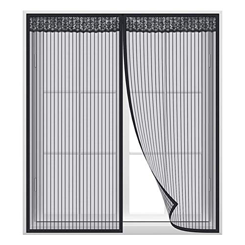 SODKK Cortina Mosquitera 200x260cm, Negro Ventana Cortina Mosquitera para Puertas, Cierre automático Adsorción magnética Circulacion de Aire para Pasillos/Puertas/Ventana Cover