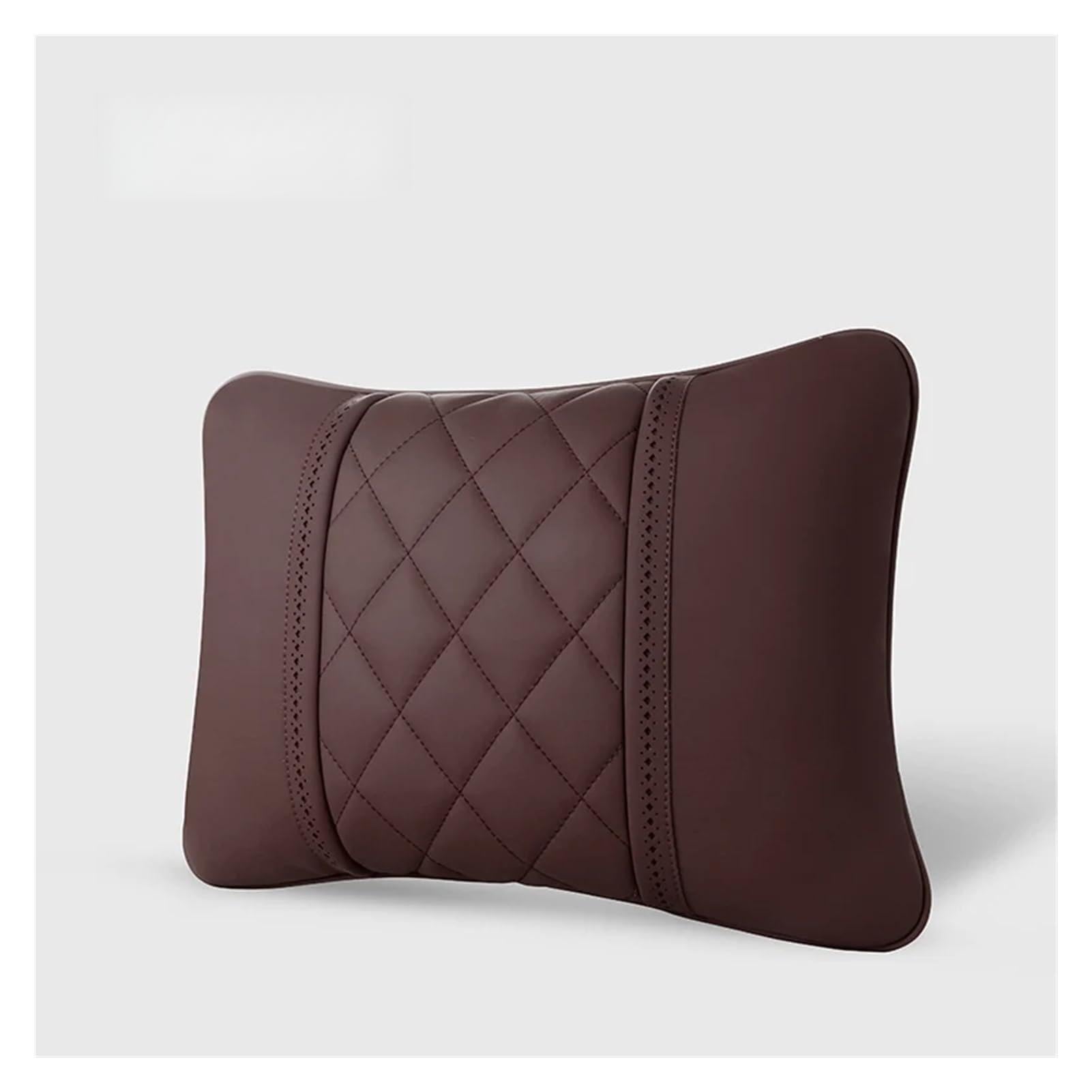 Hviyroi car seat cushion Car Seat Lumbar Pillow Headrest NAPPA Leather Neck Rest Luxury Accessories(Coffee)