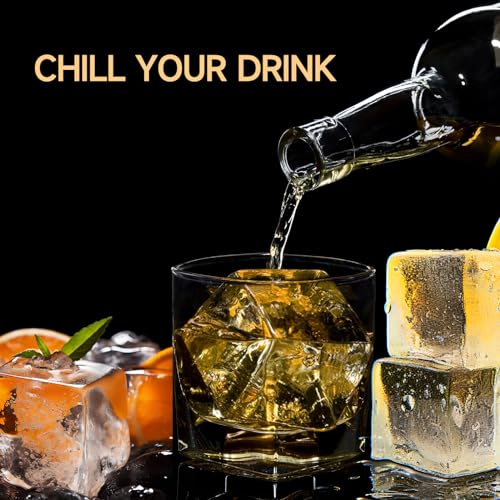 Image of Large Ice Cube Molds 1Pack, HANCELANT Big Square Ice Cube Mold for Cocktail, 2Inch Huge Silicone Ice Cube Tray for Whisky, Stackable, Easy Release