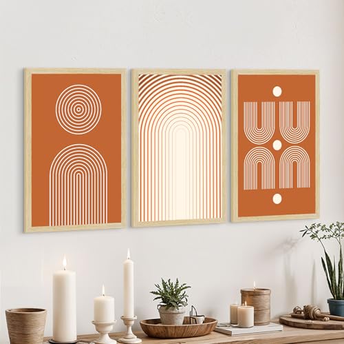 Image of ArtX Paper Bohemian Pattern Wall Painting For Living Room, Drawing Room Decoration Big Size, Boho Framed Painting for Wall Decoration, Wall Decor For Bedroom, Multicolor, 12.0 x 18.0 inches, Set Of 3