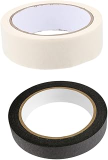 2 Pcs Masking Tape for Painting and Car Spraying Self-Adhesive Protective Tape for Home Walls and DIY Crafts Removable Without Residue and Easy to Reapply Black and Cream White