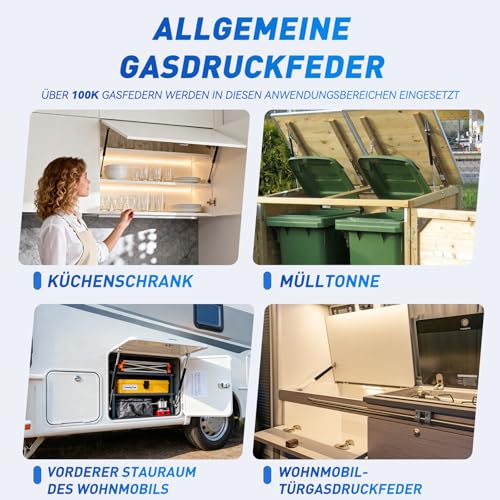 ARANA 400MM 250N Gasdruckfedern, 25KG Gasfeder Ersatz Gasdruckdämpfer Hydraulisch Halterung Für Schranktür, Spielzeugkiste, Bank LId Wohnmobiltür und kreative DIY Anwendungen, 2 Stück