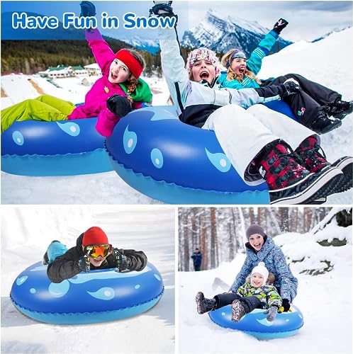 image for KEUCL Snow Tube, 47 Inch Cold-Resistant Inflatable Big Snow Sled for K