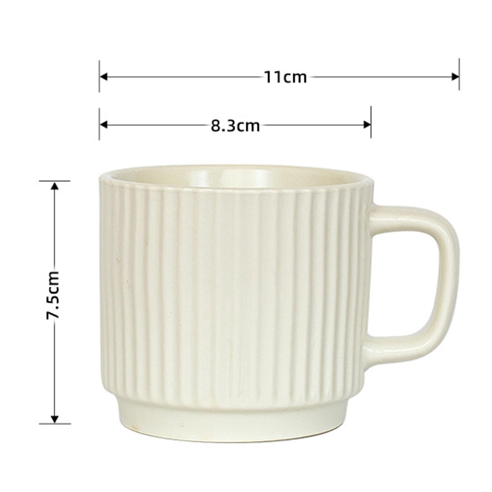 Juego de 6 Tazas apilables de Porcelana de 260 ml para café expreso con asa, Ideales para té, café con Leche, Cacao y Capuchino. (White)