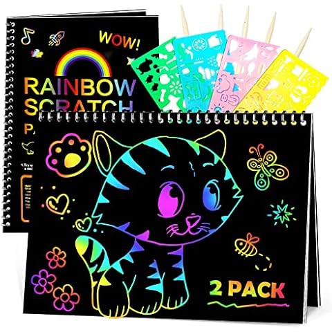 KmmiFF Toys for 4 5 6 7 Year Old Girl Gifts,Scratch Art for Kids 6-12 Rainbow Art Set,Arts and Crafts for Kids Age 3-10 Handmade Toys Games,Birthday Gifts for 3-10 Year Olds Girls Boys Toys Age 6-8 Cover