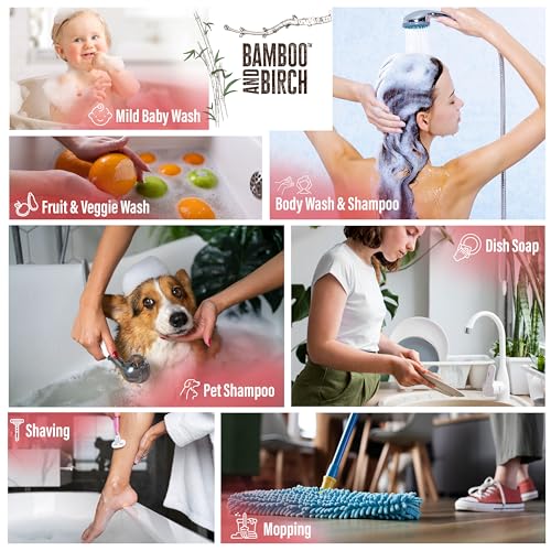 Image of BAMBOO AND BIRCH Pure Castile Soap Liquid, Certified Palm Oil Free Natural Soap, Citrus Grapefruit, 64 oz