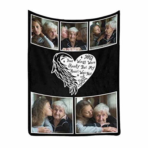 MyPupSocks Customized Loss of Loved Mom Dad Sympathy Gift, Memorial Photos Bed Blanket Personalized Memorial Blanket with Picture for Someone Who Passed Away Bereavement Gifts 50x60