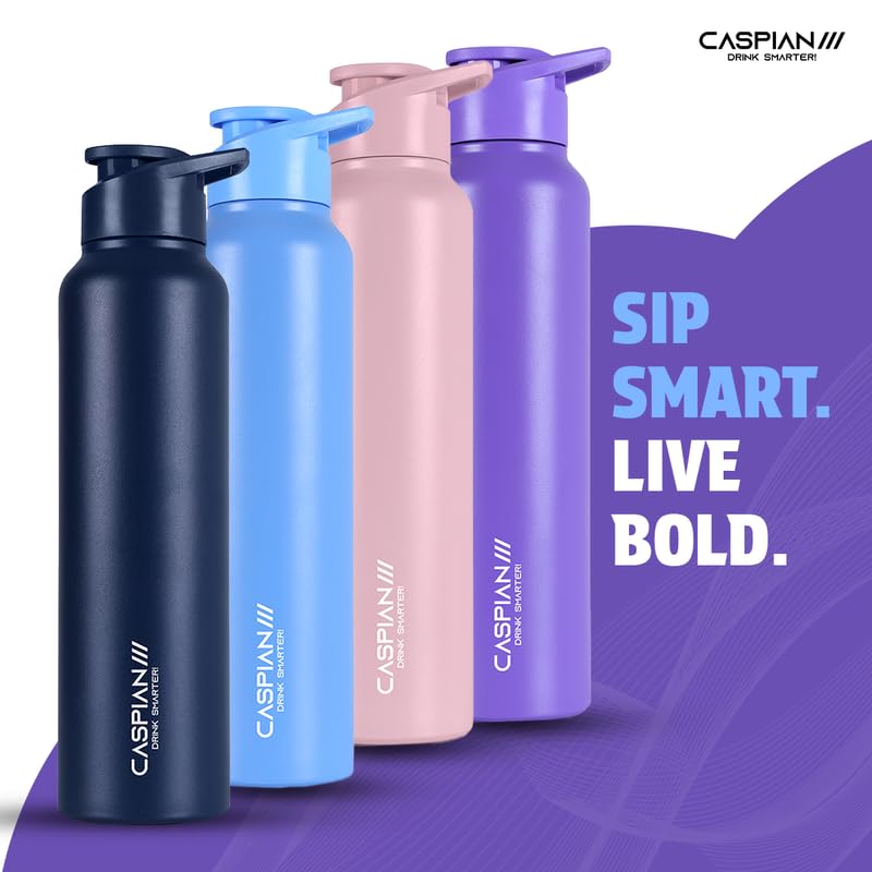 Image of CASPIAN / / / Hike Stainless Steel Customize Sipper Water Bottle Leak Proof Thunder for Fridge Home Office Travel School Kids Boys Girls Adults Sports Gym Yoga (R Purple 1 Litre, Set of 1)