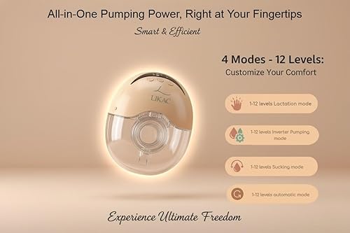 Miniatura 3 de Likac - Extractor de leche portátil y recargable, 4 modos y 12 niveles de intensidad, bomba de lactancia discreta para madres posparto