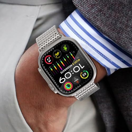 Image of WINGLE Magnetic Mesh Loop for Apple Watch Band Ultra 3 /2 /1 Band 49mm 46mm 45mm 44mm 42mm 40mm 41mm 38mm Men Women, Stainless Steel Adjustable Metal Strap for iWatch Series 11 10 9 8 7 6 5 4 3 2 1 SE