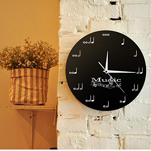 AXEF Music Is Life Inspirational Wall Clock Musical Treble Clef Stave Music Studio Hanging Wall Watch Musician Gift