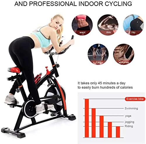 Image of Stationary Exercise Bike Indoor Cycling Bike for Cardio Workout with Comfortable Seat Cushion for Home Training Bike