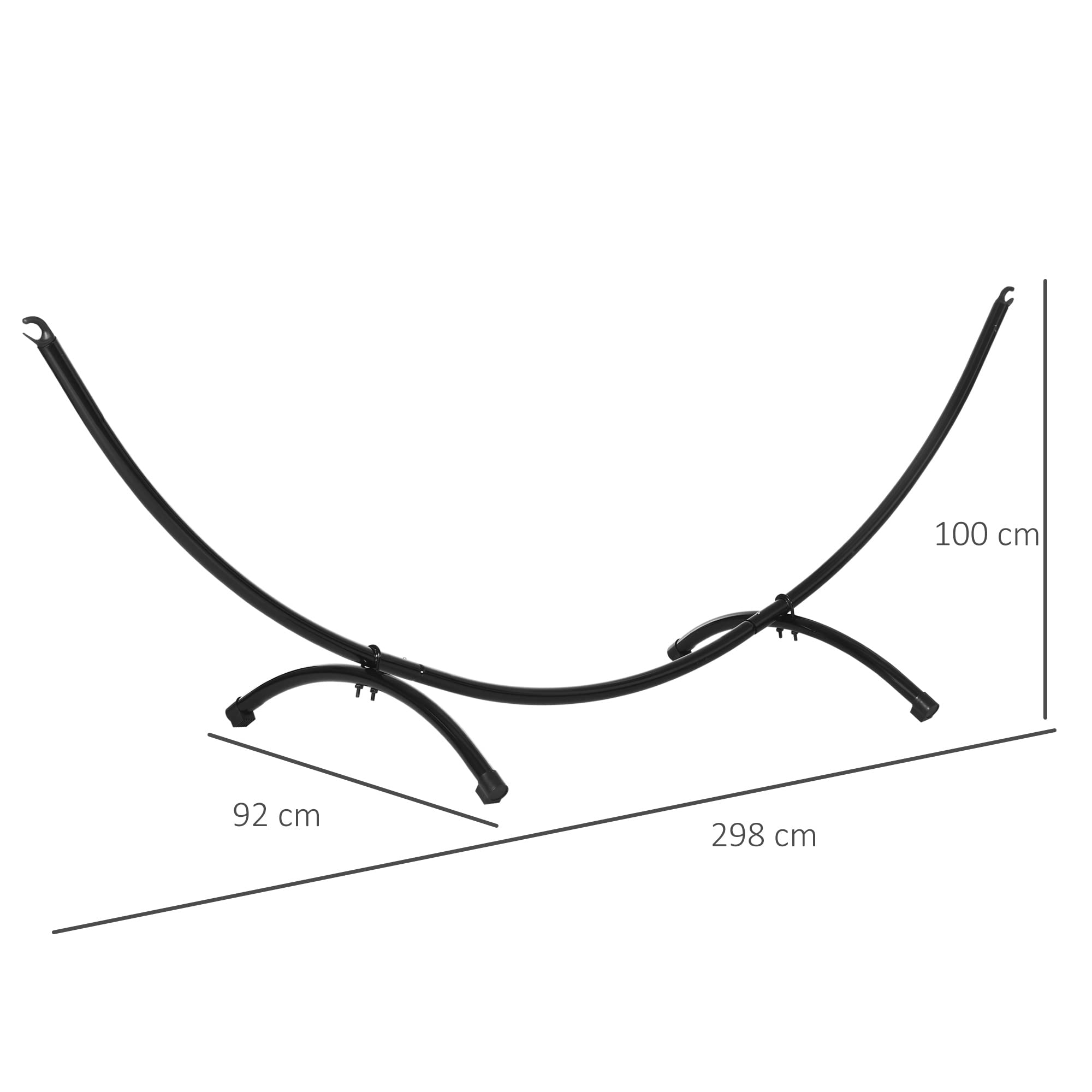 Outsunny Struttura per Amaca Universale da 3m, Supporto in Metallo da Esterno per Giardino e Terrazza, 300x90x100cm, Nero