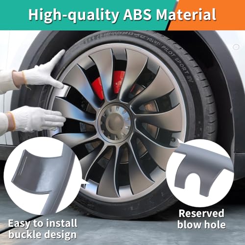 Image of Wheel Rim Protector for Tesla Model Y 2020-2024 21 Inch Uberturbine Wheels|ABS Trim Rings Anti-Curb Rash Scratch Prevention|Tesla Model Y Accessories 2020-2024|Gunpowder Color(Set of 4)
