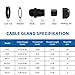 Cable Gland Waterproof,LISTENJIALE 50 pcs Adjustable 3-16mm Waterproof Cable Connectors PG7 PG9 PG11 PG13.5 PG16 PG19 Plastic Cable Gland Joints with Gaskets in PP Box(Black)