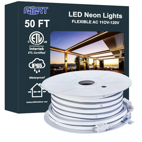&zwnj;50FT LED Rope Light Warm White Waterproof Outdoor/Indoor Flexible String Lights for Patio...