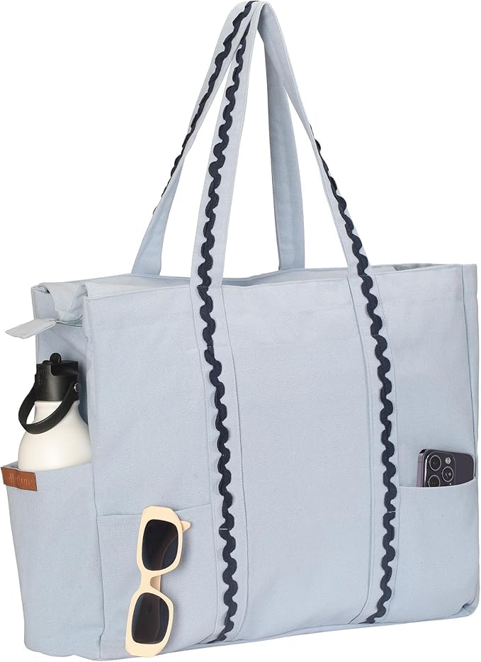 Folkulture Beach Bag | 17x15 | Waterproof Sandproof Large Tote Bags for Women Swimming Pool Travel Vacation Beach Essentials Accessories Gifts | Bolsos Para Mujeres Simple Modern Pool Bag