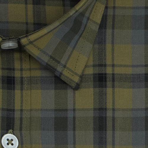Image of GHPC 100% Cotton Plaid Checks Full Sleeves Regular Fit Formal Shirt for Men