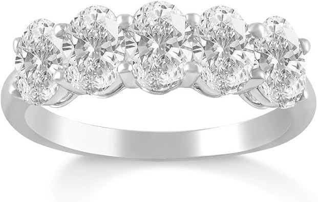 2 Carat- 3 Ct Oval Shape Lab Grow Diamond Five Stone Band Ring