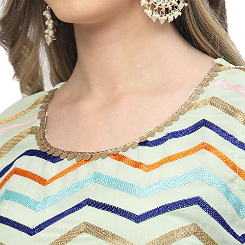 Image of Women's Georgette Embroidered Kurti And Skirt with Dupatta Sets.