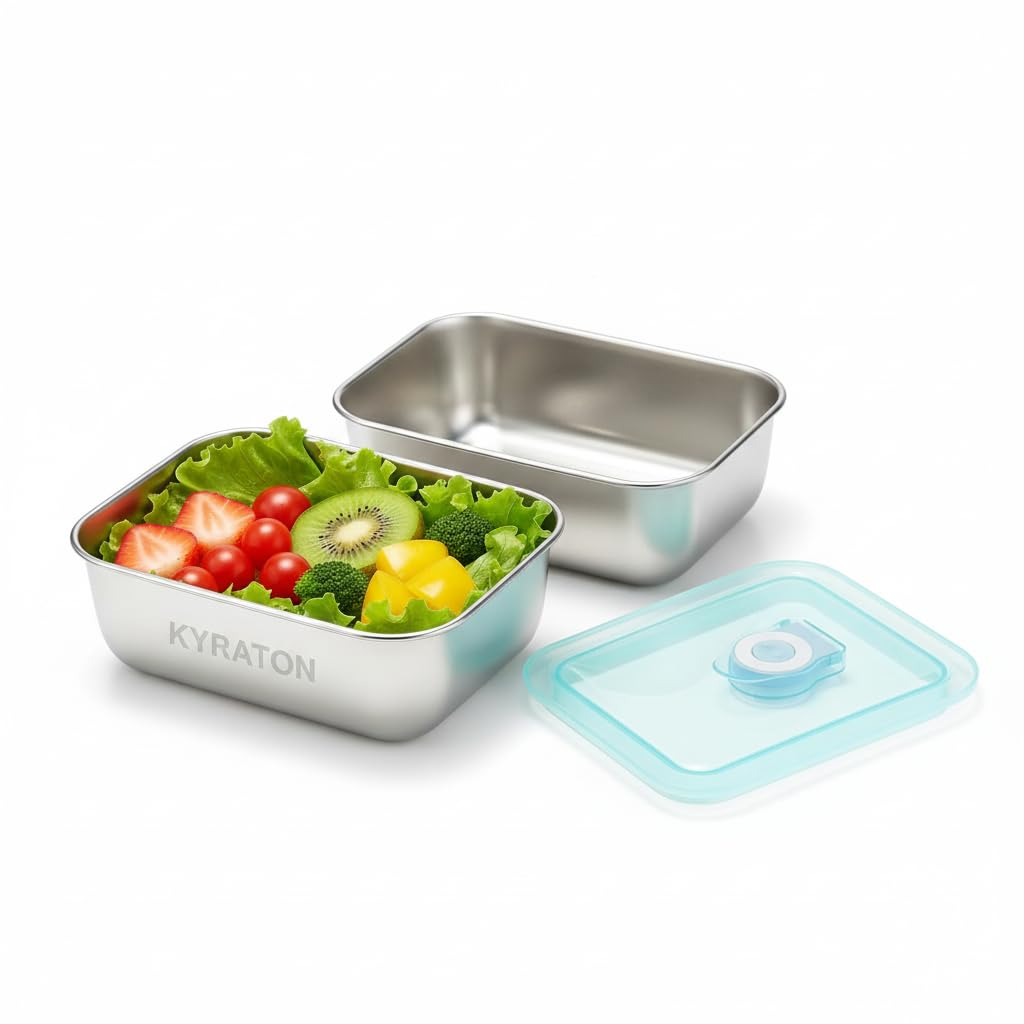 Kyraton Stainless Steel Snack Containers with Transparent Lid, Metal Snack Box, Stackable Food Storage Containers, Easy Open Leak Proof, Mini Small Food Containers-image-20