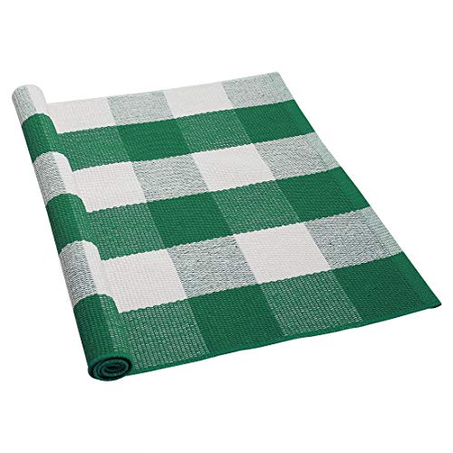 Tapete verde y blanco de algodón 35x24 pulgadas miniatura 1