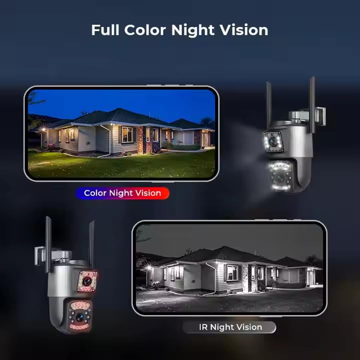 Image of DDLC 6MP WiFi Dual Lens Outdoor PTZ CCTV Camera | 360 View | Two-Way Audio | Color Night Vision | Wireless Security Camera for Home with Weather Resistance & Mobile App V380 Pro (Dual Lens PTZ)