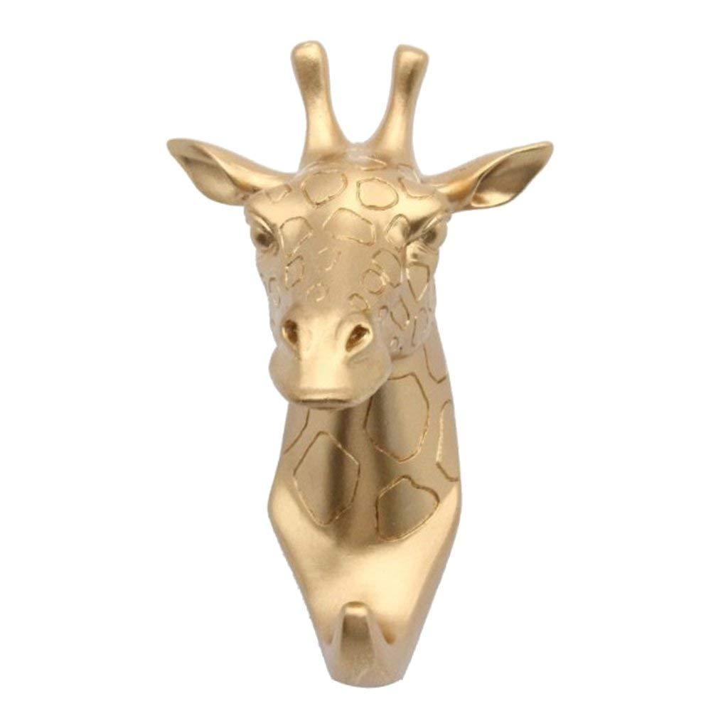 Tubayia Golden Animal Head Wall Hook Coat Hook Key Hook Wall Decoration for Living Room Bedroom Hotel (Giraffe)