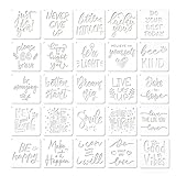 25 Stück Inspirierende Zitate Schablonen Set zum Malen, Wiederverwendbare Vorlage für Projekte, Motivierende Worte für Holz Wand Dekor, Stoff, Leinwand und Kartenherstellung, 15x15 cm