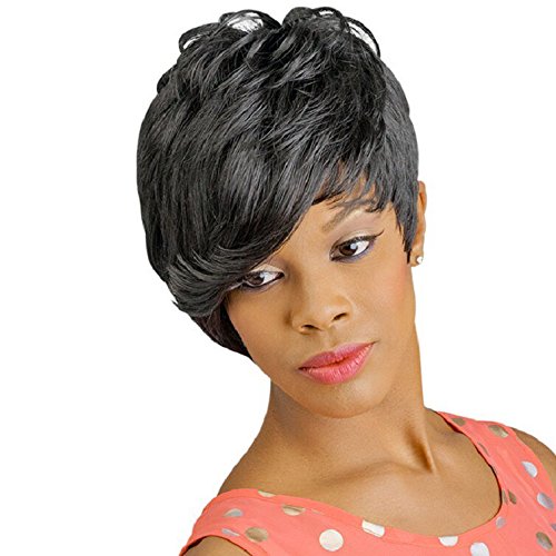 TAMAPA Short Pixie Hair Cut Wigs Human Virgin Hair Short Black Wig for Women (1b)