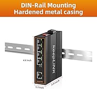 Vista 5 de Interruptor PoE industrial de 5 puertos no gestionado, interruptor de riel DIN Fast Ethernet de 125 W, IP40, rango de temperatura de funcionamiento