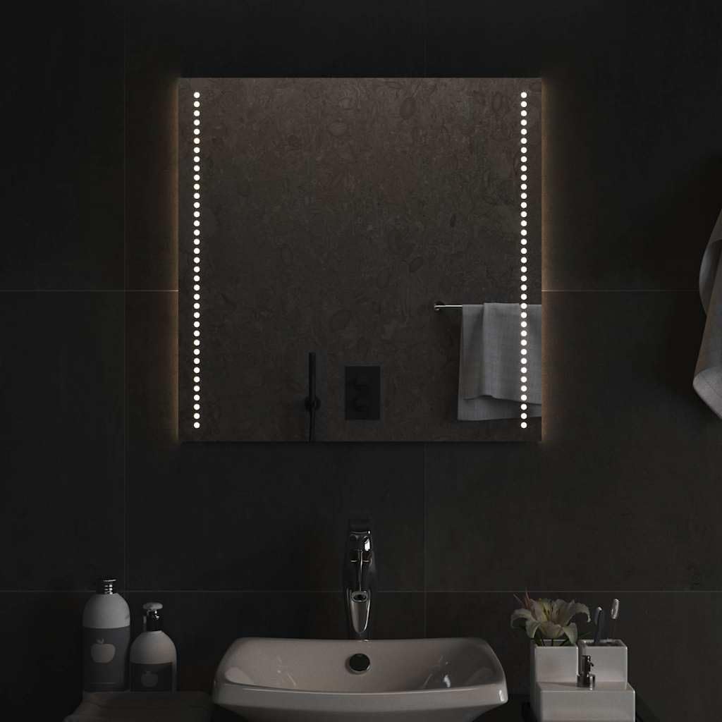 Miroir de Salle de Bain à LED 60x60 cm en Verre IP65 avec éclairage USB, Installation Facile, idéal pour Maquillage, Rasage, décoration Salle Bain et reflet précis