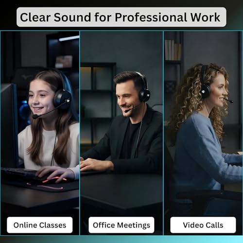 Image of Metaind Wired USB Headphone with Noise Cancelling Mic | HD Sound & Comfort for Zoom, Teams & Call Centers | USB Headset for PC & Laptop | Model: Meta MT50 (Black)