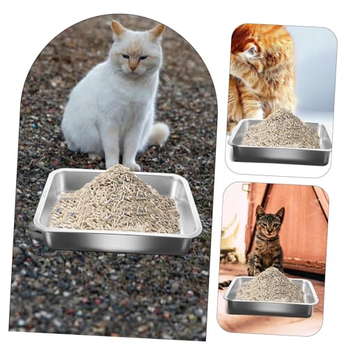 FONDOTIN Caixa Bandeja de aço inoxidável fornecimento de gato bandeja de areia de coelho rasa grade