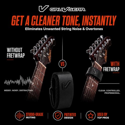 Image of Gruv Gear Fret Wrap & Guitar Mute, Fretwrap for Acoustic, Electric & Bass | String Dampener Recording, Tapping & Practice Accessory (1 Pack, Medium Steel, Fits 5 String Bass, 7 String Guitar)
