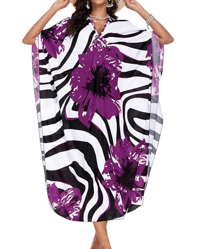Image of Kaftan Dresses for Women V Neck Caftans Batwing Sleeve Beach Cover Ups | JILUVIN Plus Size Long Floral Print Dress, Loose Fit Maxi Casual Moomoo, Lounge House Mumu Nightgown Summer Vocation 2026