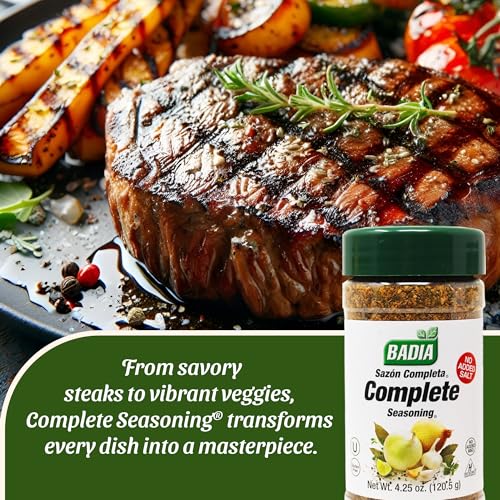 Image of Badia Complete Seasoning Salt-Free, 4.25 oz - All-Purpose Spice Blend of Garlic, Onion, Pepper, Herbs & Spices - Savory Signature Blend (with No Salt)