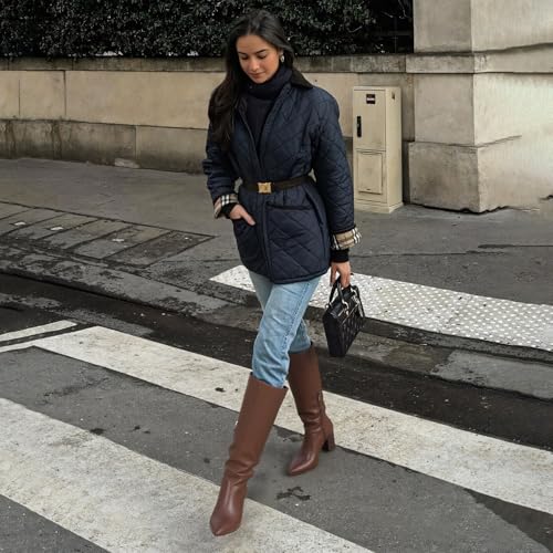 Mattiventon Knee High Boots Women Fall Tall Boots for Women Chunky Heel Pointed Toe Side Zipper Sexy Dress Date Party2