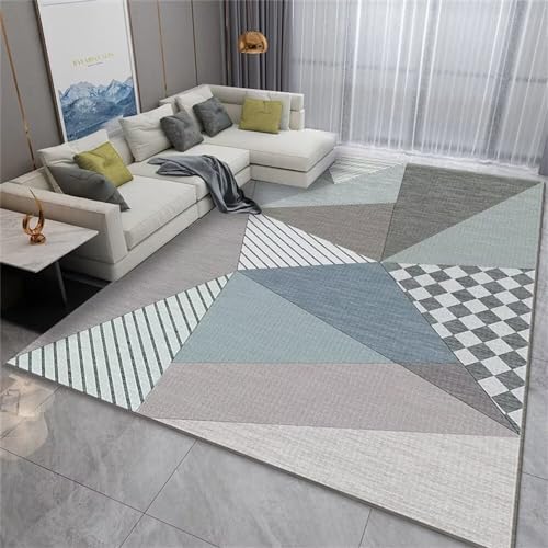 Tapis de salon bleu gris au design simple et résistant - 2