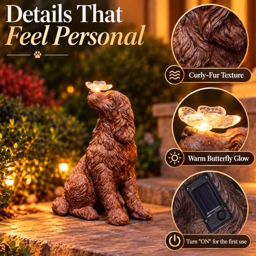 Lyeasw Solar Dog Statue with Butterfly, Dog Lover Gift for Outdoor Garden - image 3