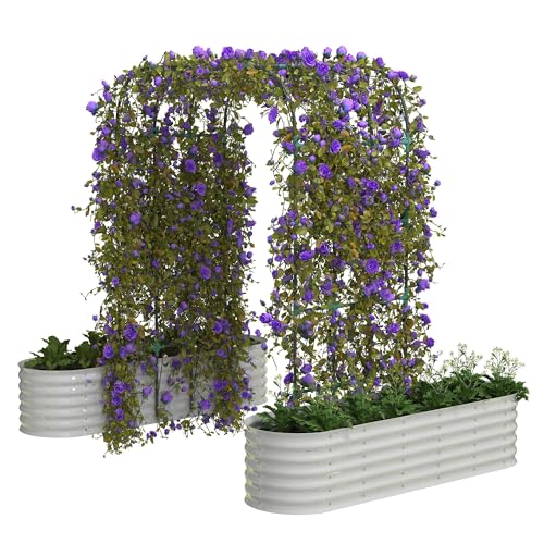 Garden Raised Bed with 96' Trellis - Galvanized Steel Vertical Planter Box for Outdoor...