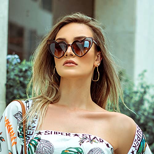 Yoothink Love Heart Shaped Sunglasses For Women,Vintage Cat Eye Mod Style Retro Glasses (Leopard) #TOP2