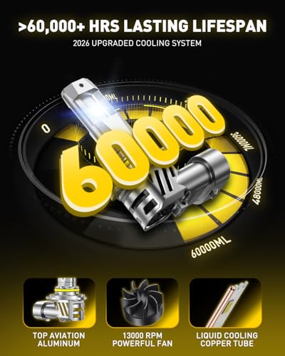 Image of AUXITO 9006 Bulb HB4 Bulbs, 50000LM Brighter Ultra-Bright, Plug N Play, Long Lifespan, No Flicker, 99% Compatibility, 2PCS