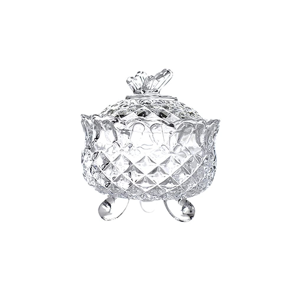 HLTYGWX Zuckerdose, transparentes Glas, Süßigkeitenschale mit Deckel, Kristallschale, Keksbehälter, Glas, dekorative Aufbewahrungsbox für Schmuck (A)