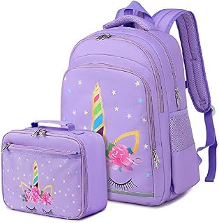 CAMTOP Kids Backpack Girls Preschool Backpack with Lunch Box Kindergarten BookBag Set (Purple)