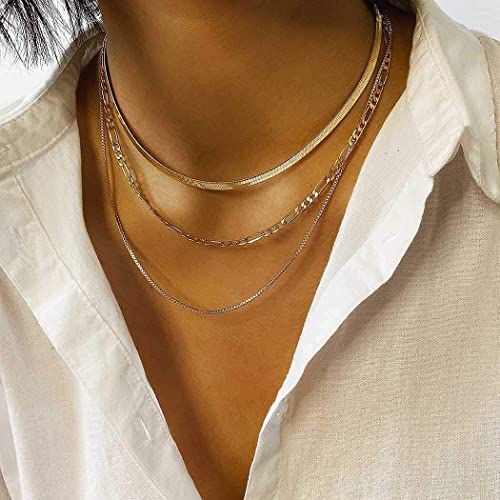 Jeairts Punk Layered Necklace Snake Bone Choker Necklaces Minimalist Necklace Chain Jewelry For Women And Girls (Gold) #TOP1