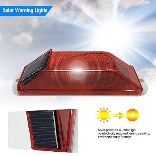 Solar Warning Light Sensitive Strobe Flash Warning LED Caution Lamp Flashing Barricade Safety Sign Road Construction Signs Flash Traffic Lights Flicker Beacon Lamps (Red) - Image 3