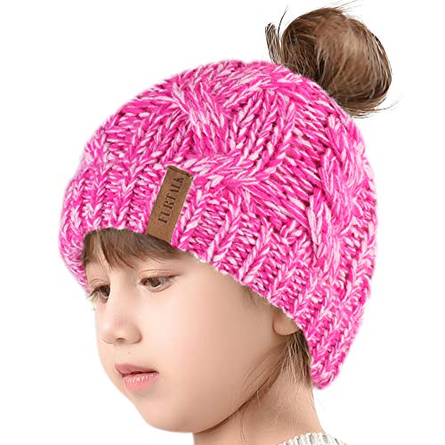 Winter Hats For Girls Ponytail Beanie Hat Kids Toddler Girl Knit Cap Messy