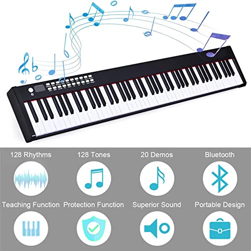88 Touches Piano Numérique Touches Tactiles Pleine Taille Clavier Électronique Portable Piano Bluetooth MIDI Avec Sac À Main Adaptateur Secteur for Débutants Adultes Enfants (Color : White) - Les Beatles, Paul McCartney, John Lennon, RIngo Starr, George Harrison 88 Touches Piano Numérique Touches Tactiles Pleine Taille Clavier Électronique Portable Piano Bluetooth MIDI Avec Sac À Main Adaptateur Secteur for Débutants Adultes Enfants (Color : White) – Image 3